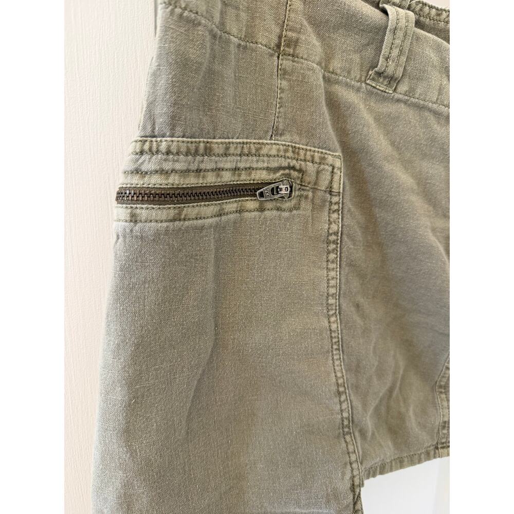 Free‎ People Nevada Khaki Cargo Mini Skirt Size 4 Cotton Linen Blend Pockets - Picture 3 of 8